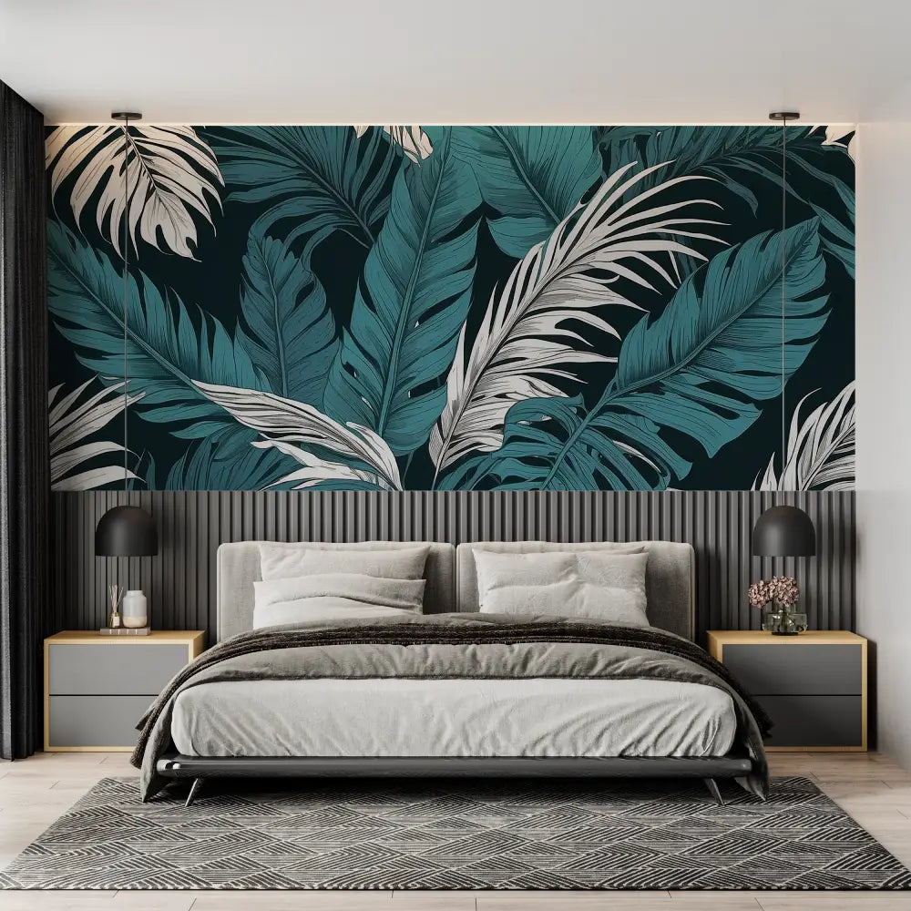 Papier Peint Tropical - Feuilles de Monstera Graphiques