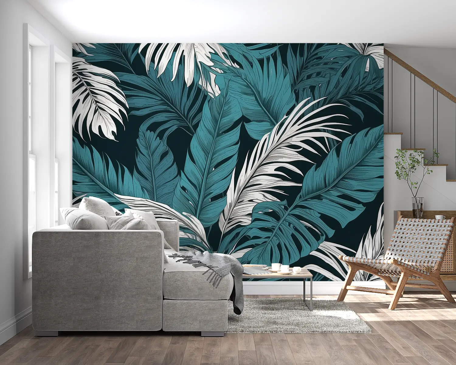 Papier Peint Tropical - Feuilles de Monstera Graphiques