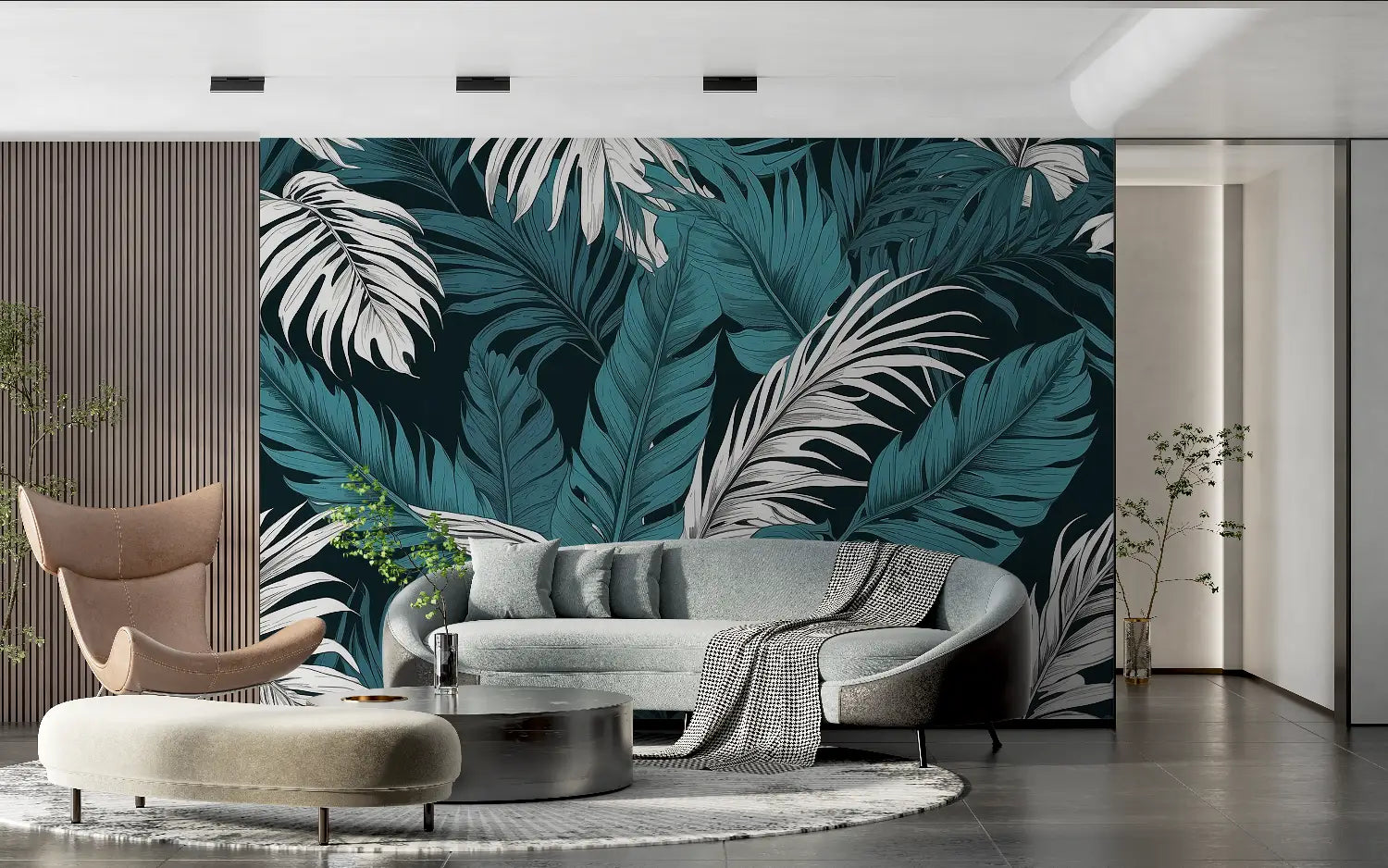 Papier Peint Tropical - Feuilles de Monstera Graphiques