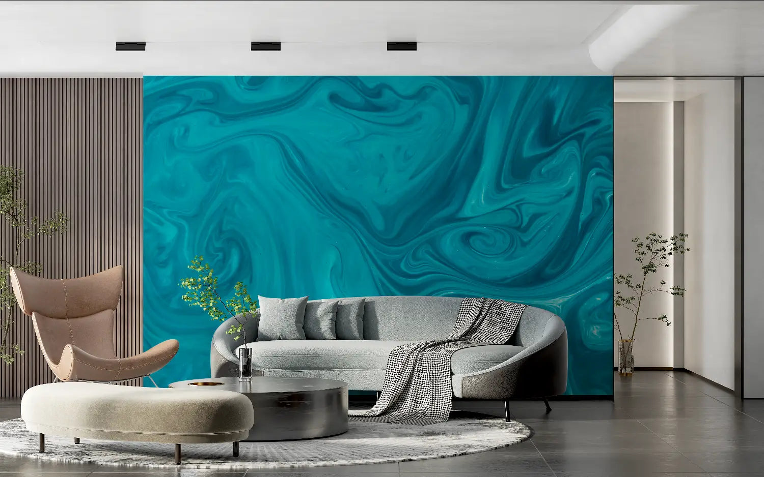 Papier Peint Art & Déco - Marbrures Fluides Océan