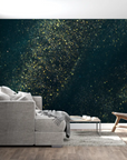 Papier Peint Art & Déco – Nuée Dorée sur Vert Profond