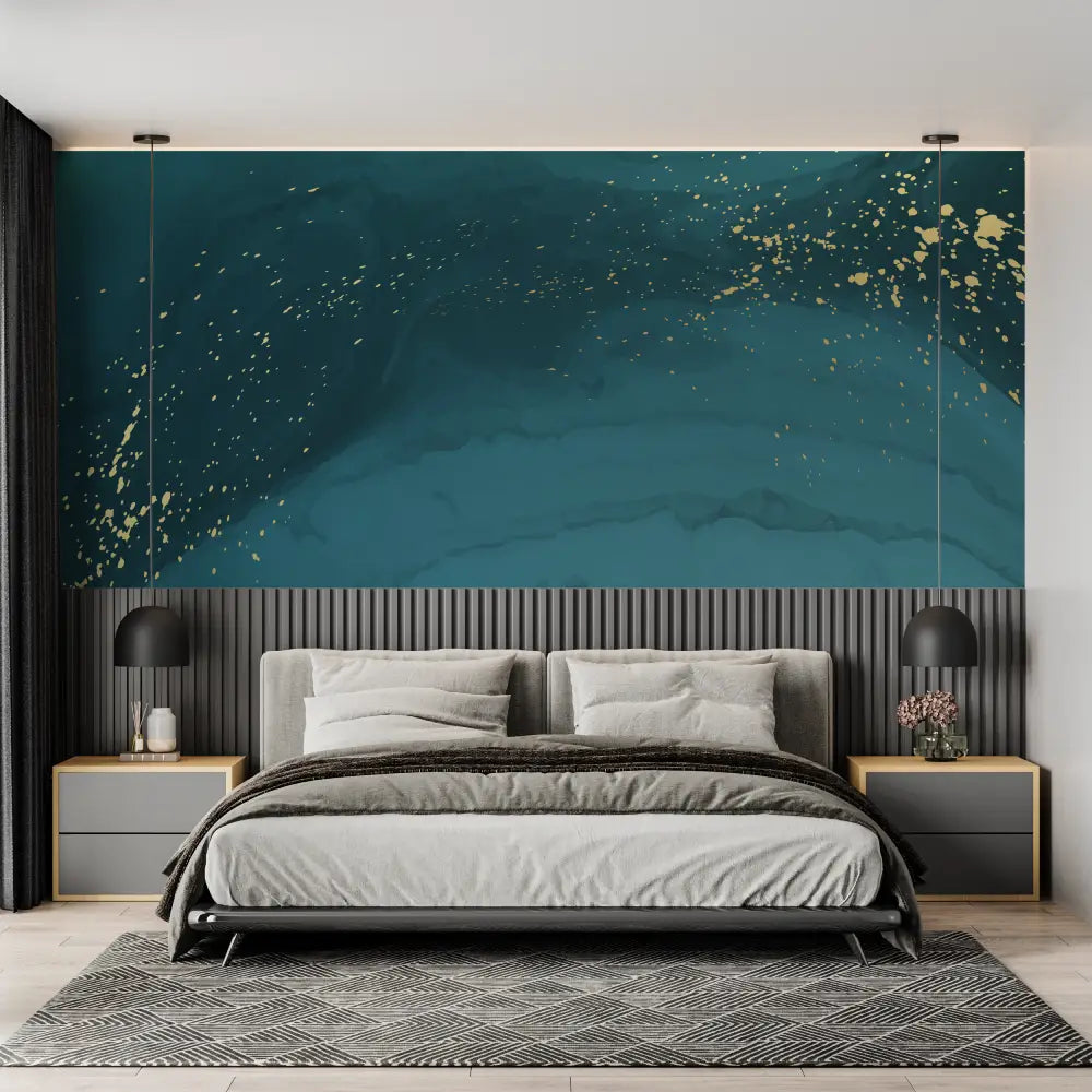 Art &amp; Deco Wallpaper - Azure and Gold Vortex