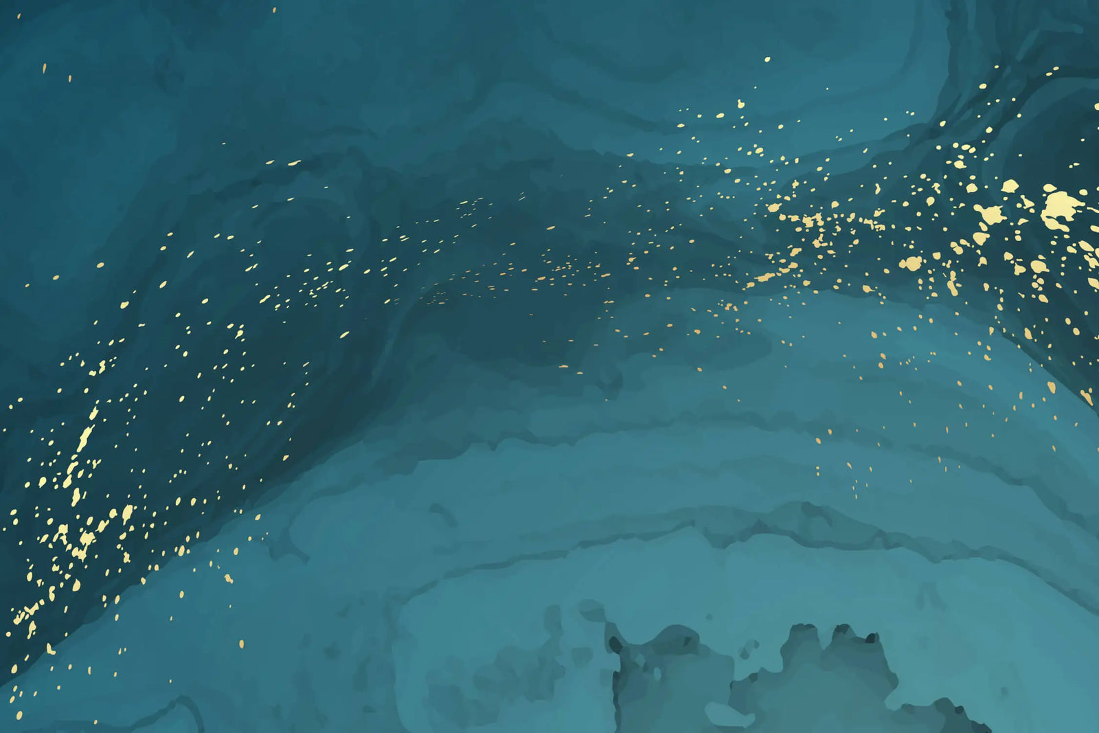 Art &amp; Deco Wallpaper - Azure and Gold Vortex