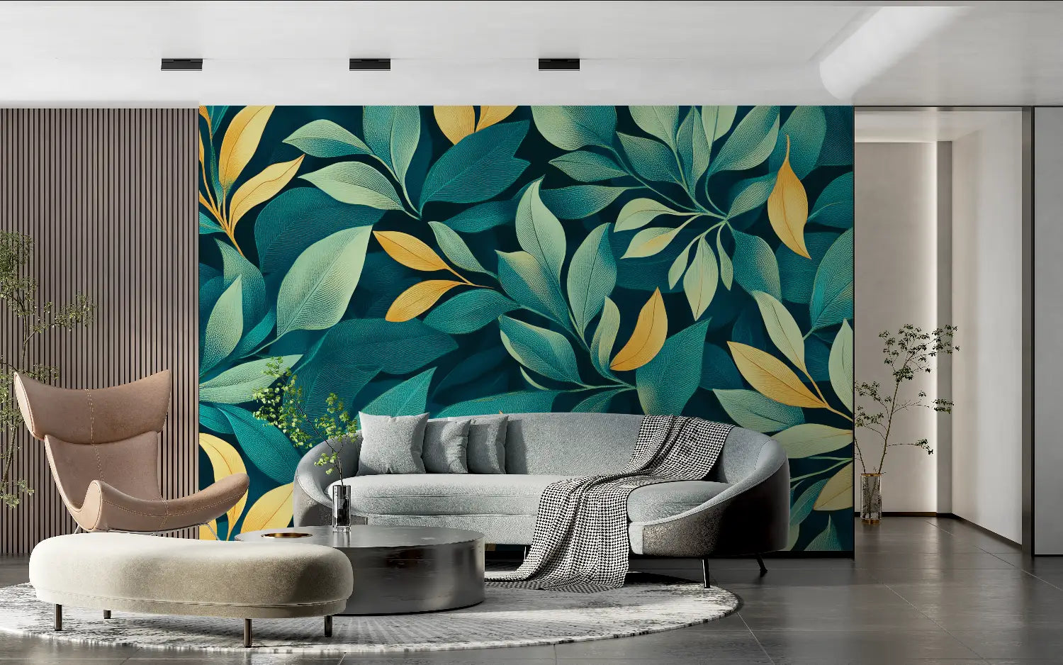 Foliage Wallpaper - Soft Yellow and Green Leaves