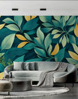 Papier Peint Feuillage - Feuilles Douces Jaune et Vert