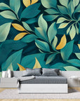 Papier Peint Feuillage - Feuilles Douces Jaune et Vert