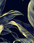 Foliage Wallpaper – Golden Palms on a Dark Background