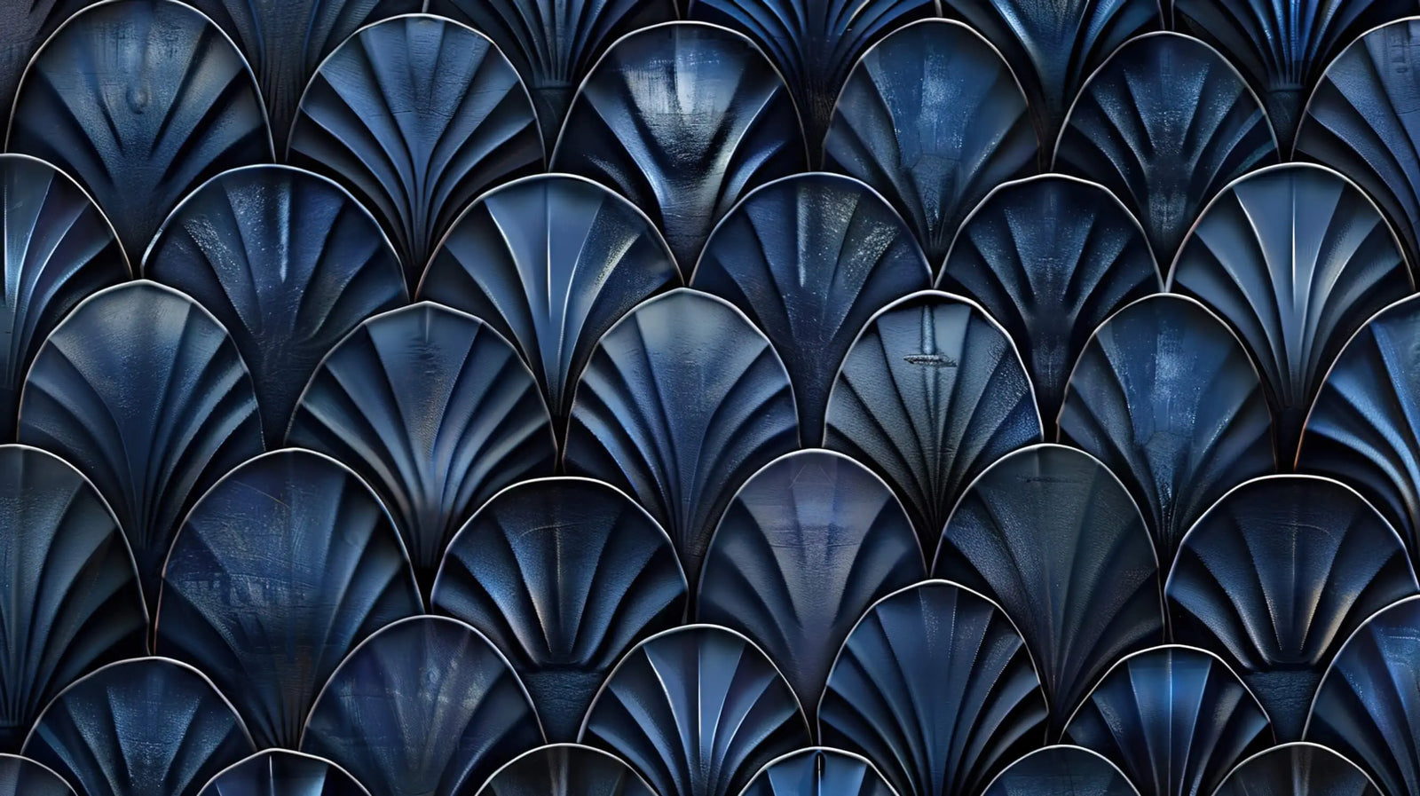 Geometric Wallpaper - Midnight Blue Metallic Scales