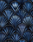 Papier Peint Géométrique - Écailles Métalliques Bleu Nuit