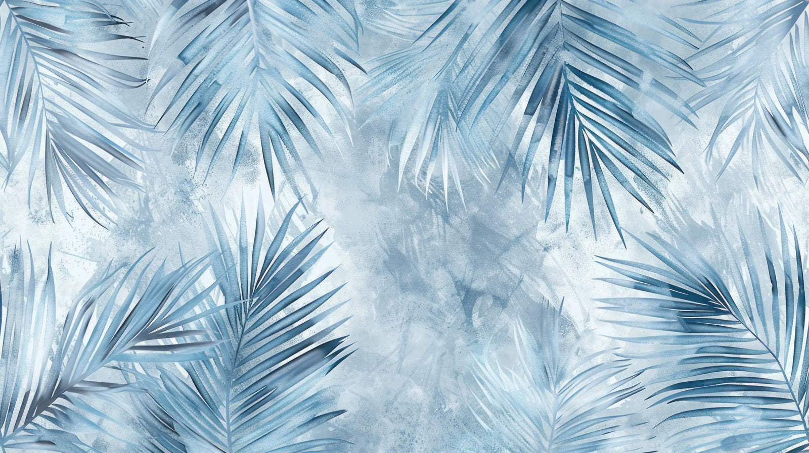 Foliage Wallpaper - Blurry Palms in Ice Blue