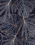 Papier Peint Feuillage - Monstera Doré sur Noir