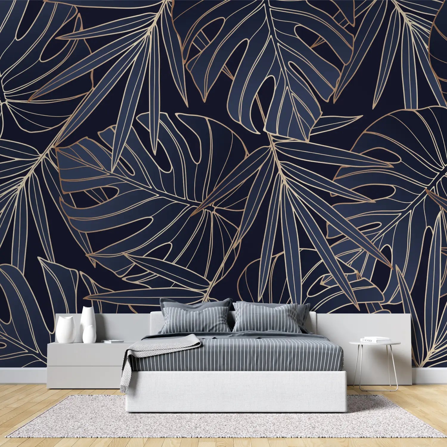 Papier Peint Feuillage - Monstera Doré sur Noir