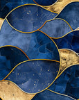 Papier Peint Géométrique - Vagues Dorées