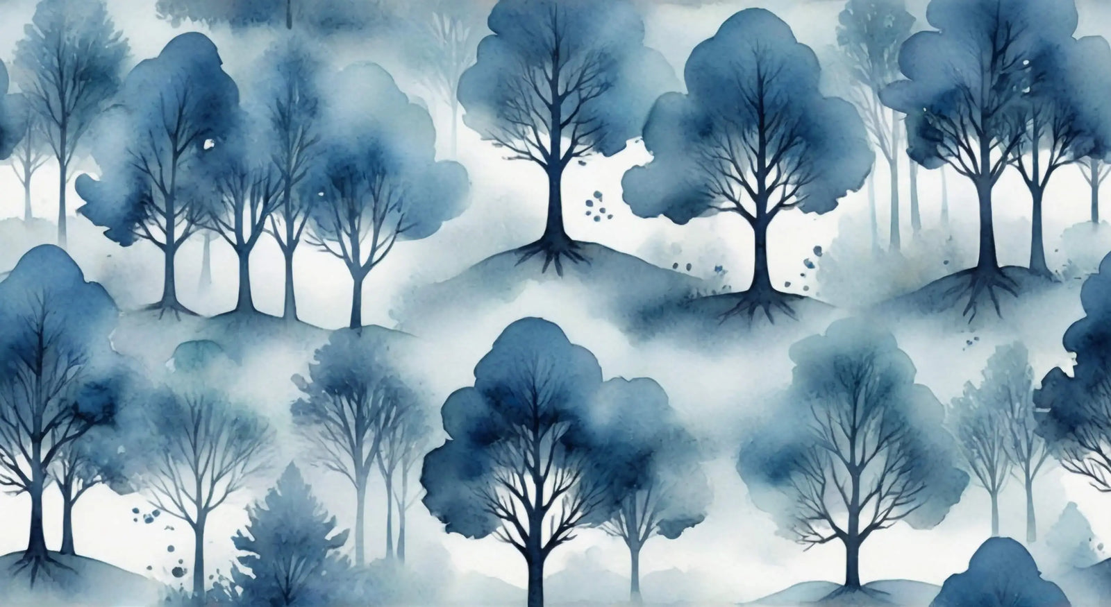 Forest Wallpaper - Misty Trees in Watercolor