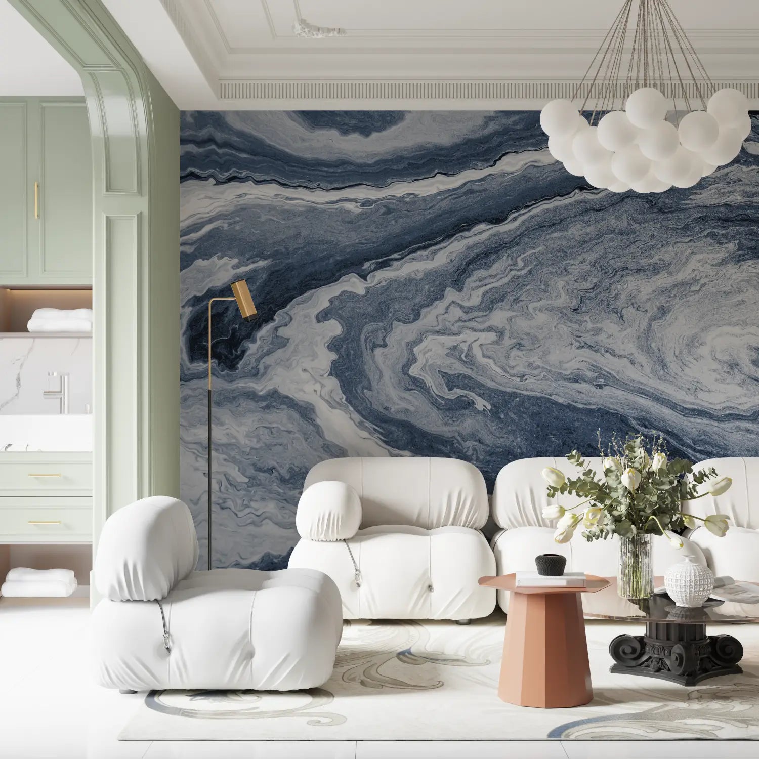 Papier Peint Géométrique - Vagues Abstraites