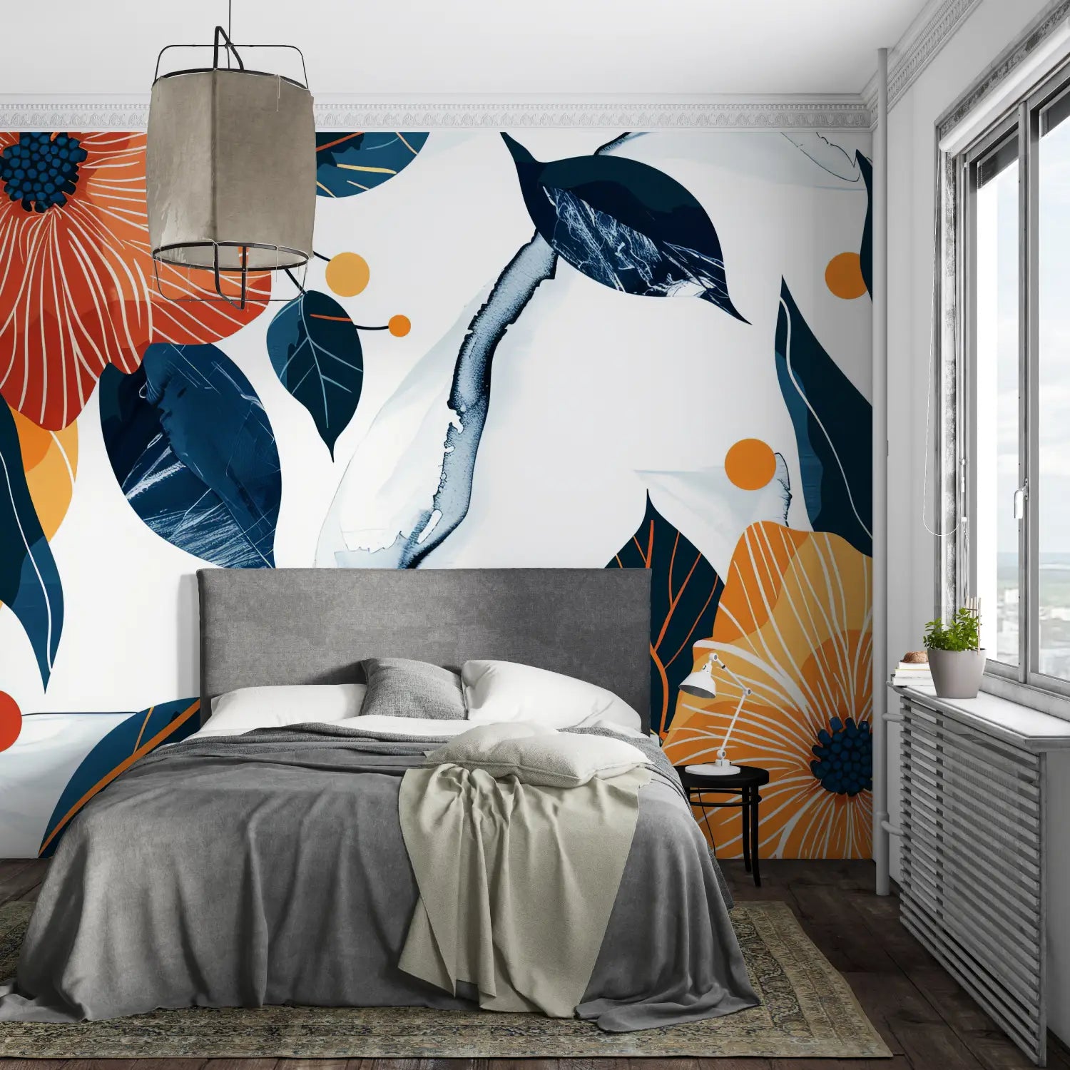 Papier Peint Floral - Fleurs Graphiques et Élégantes