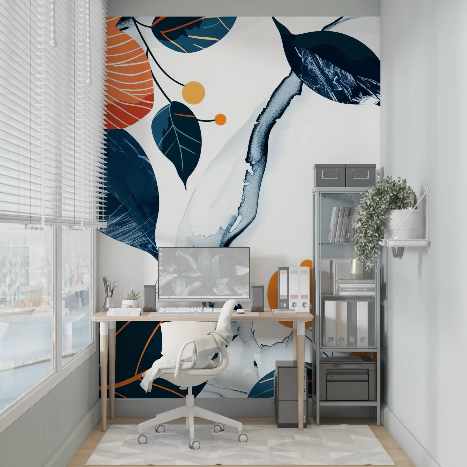 Papier Peint Floral - Fleurs Graphiques et Élégantes