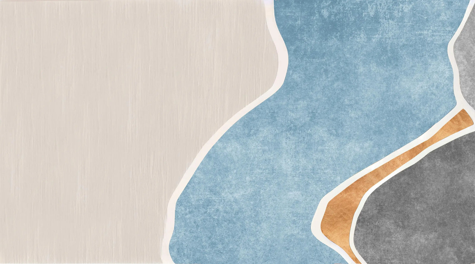 Art &amp; Deco Wallpaper – Soft Shapes in Blue and Gold