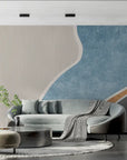 Papier Peint Art & Déco – Formes Douces en Bleu et Or