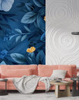 Floral Wallpaper - Blue and Gold Garden