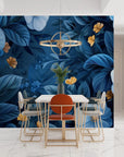 Floral Wallpaper - Blue and Gold Garden