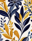 Floral Wallpaper - Blue and Gold Foliage
