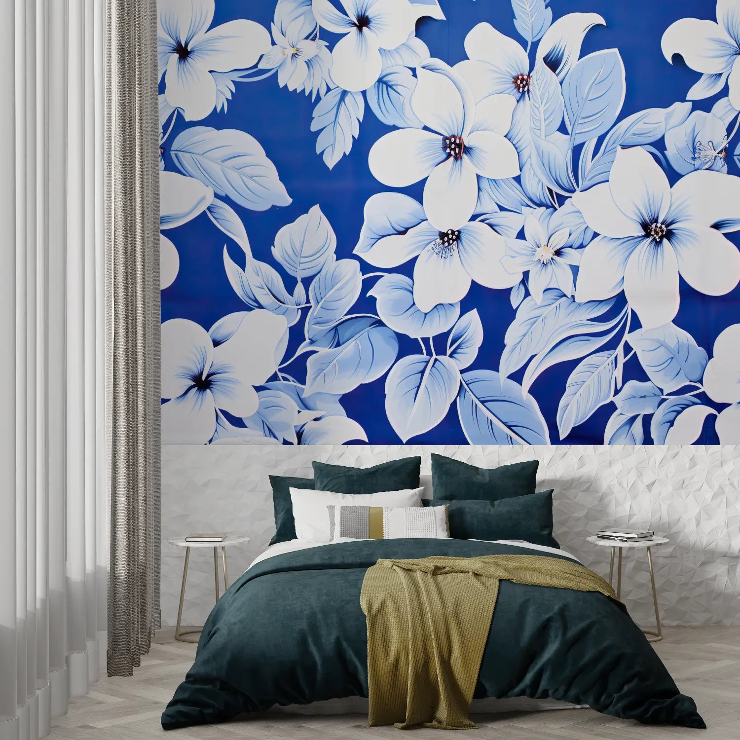 Floral Wallpaper - White and Blue Flowers