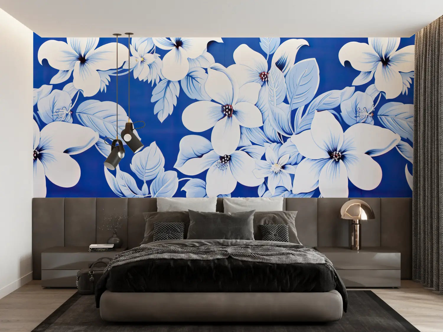 Floral Wallpaper - White and Blue Flowers