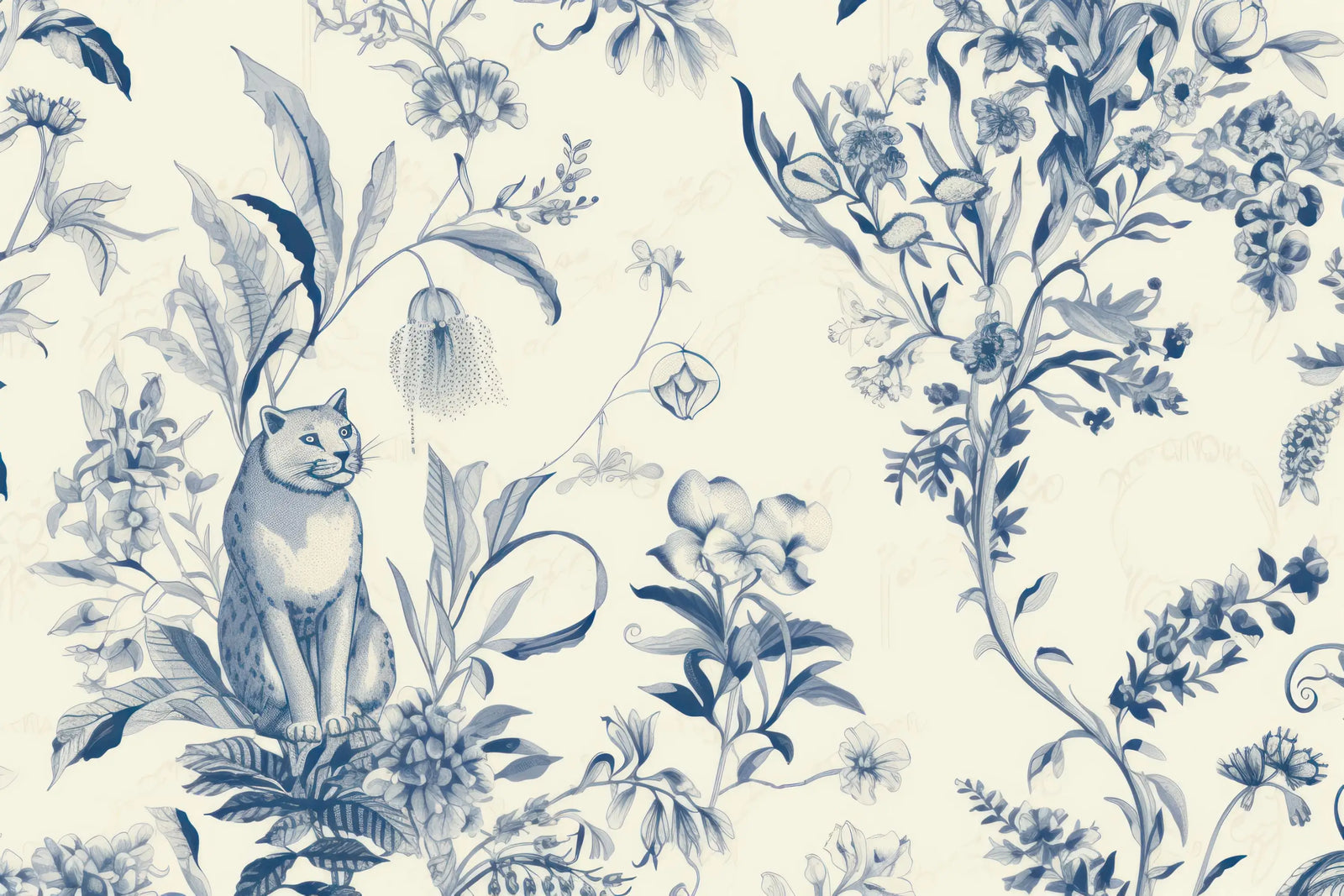 Animal Wallpaper – Indigo Cat and Flowers