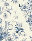 Papier Peint Animaux – Chat et Fleurs Indigo