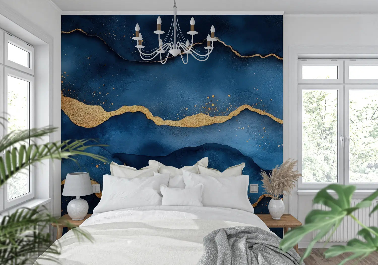 Papier Peint Art & Déco - Ondes Dorées