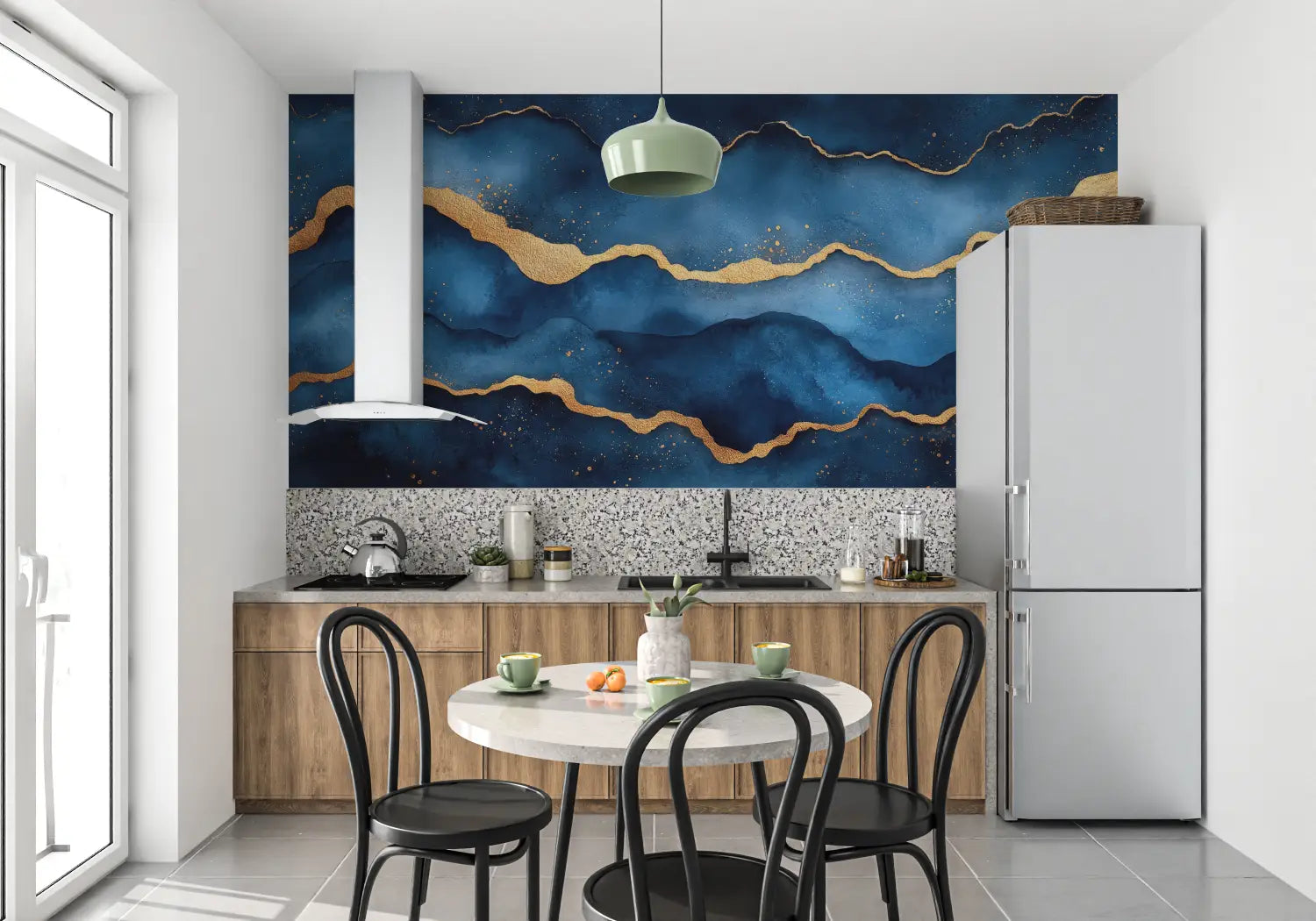 Papier Peint Art & Déco - Ondes Dorées