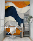 Geometric Wallpaper - Blue and Orange Abstract Waves