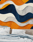 Geometric Wallpaper - Blue and Orange Abstract Waves