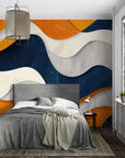 Geometric Wallpaper - Blue and Orange Abstract Waves