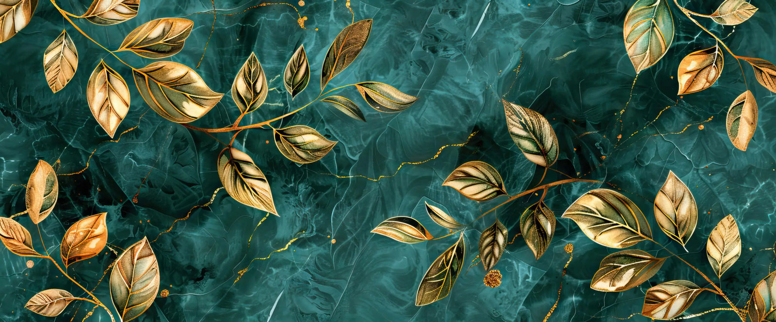 Foliage Wallpaper - Golden and Marbled Branches