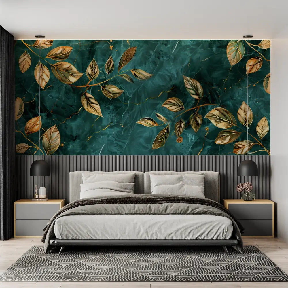 Foliage Wallpaper - Golden and Marbled Branches