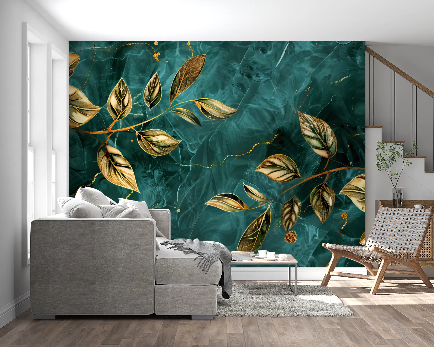 Foliage Wallpaper - Golden and Marbled Branches