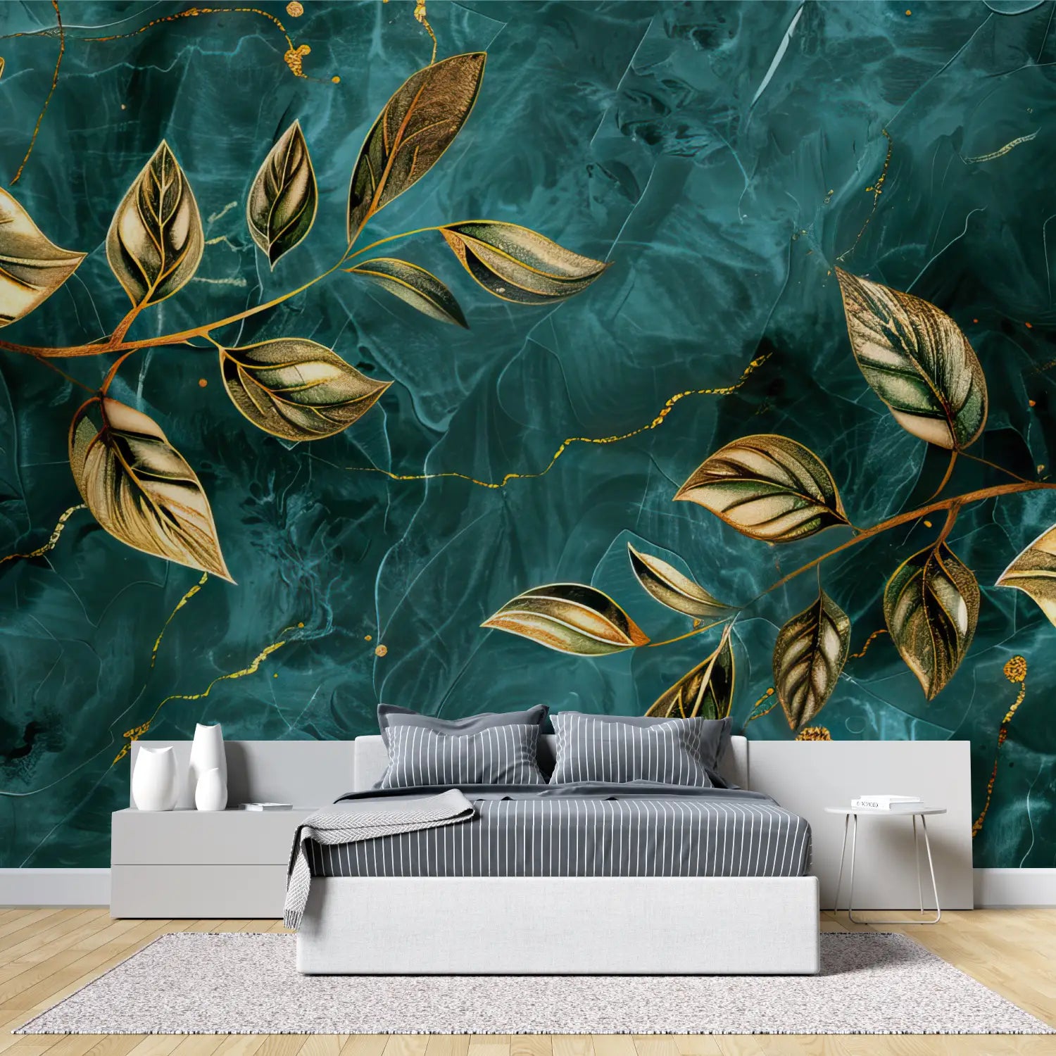 Foliage Wallpaper - Golden and Marbled Branches