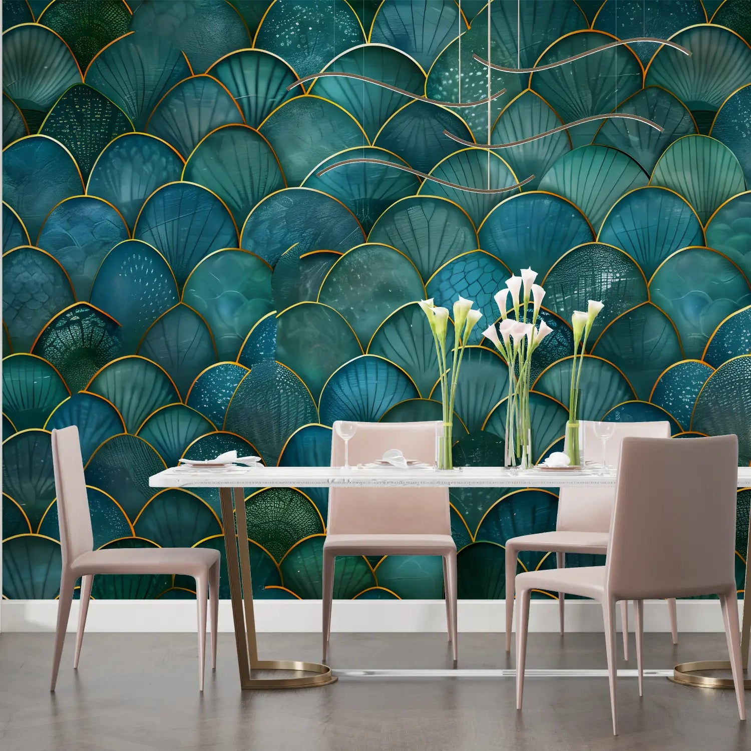 Art &amp; Deco Wallpaper – Emerald Scales