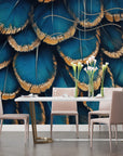 Animal Wallpaper – Blue and Gold Feathers
