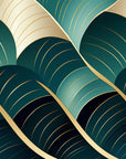 Papier Peint Art & Déco - Vagues Élégantes Dorées