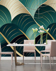 Papier Peint Art & Déco - Vagues Élégantes Dorées