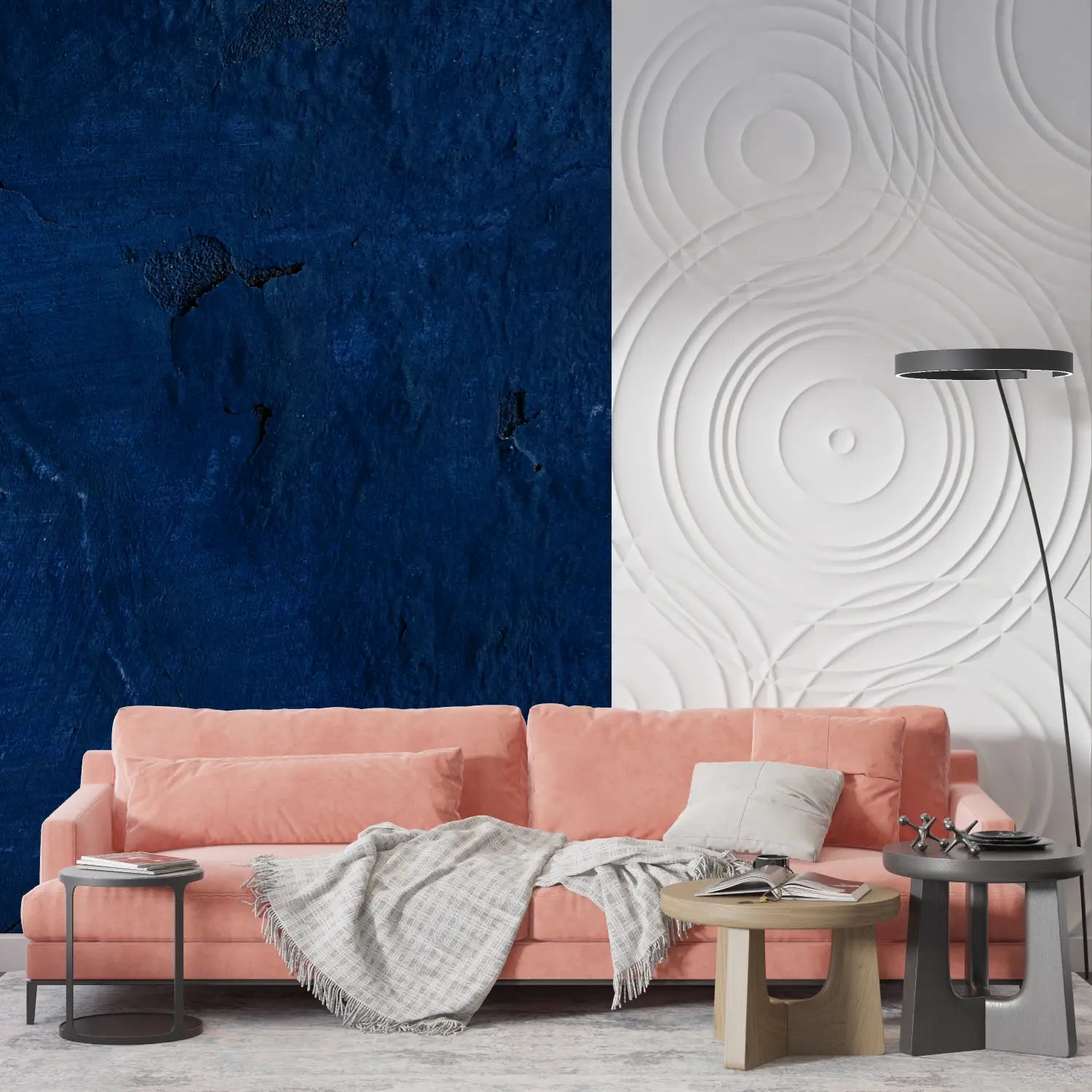 Stone Wallpaper - Midnight Blue Textured Wall