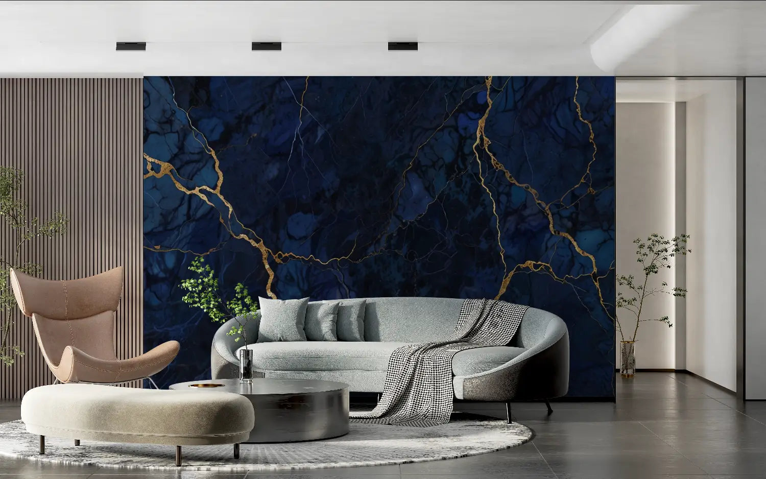 Stone Wallpaper – Blue and Gold Marble