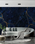 Papier Peint Pierre – Marbre Bleu et Or