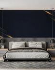 Art Deco Wallpaper – Gold Lines on Blue