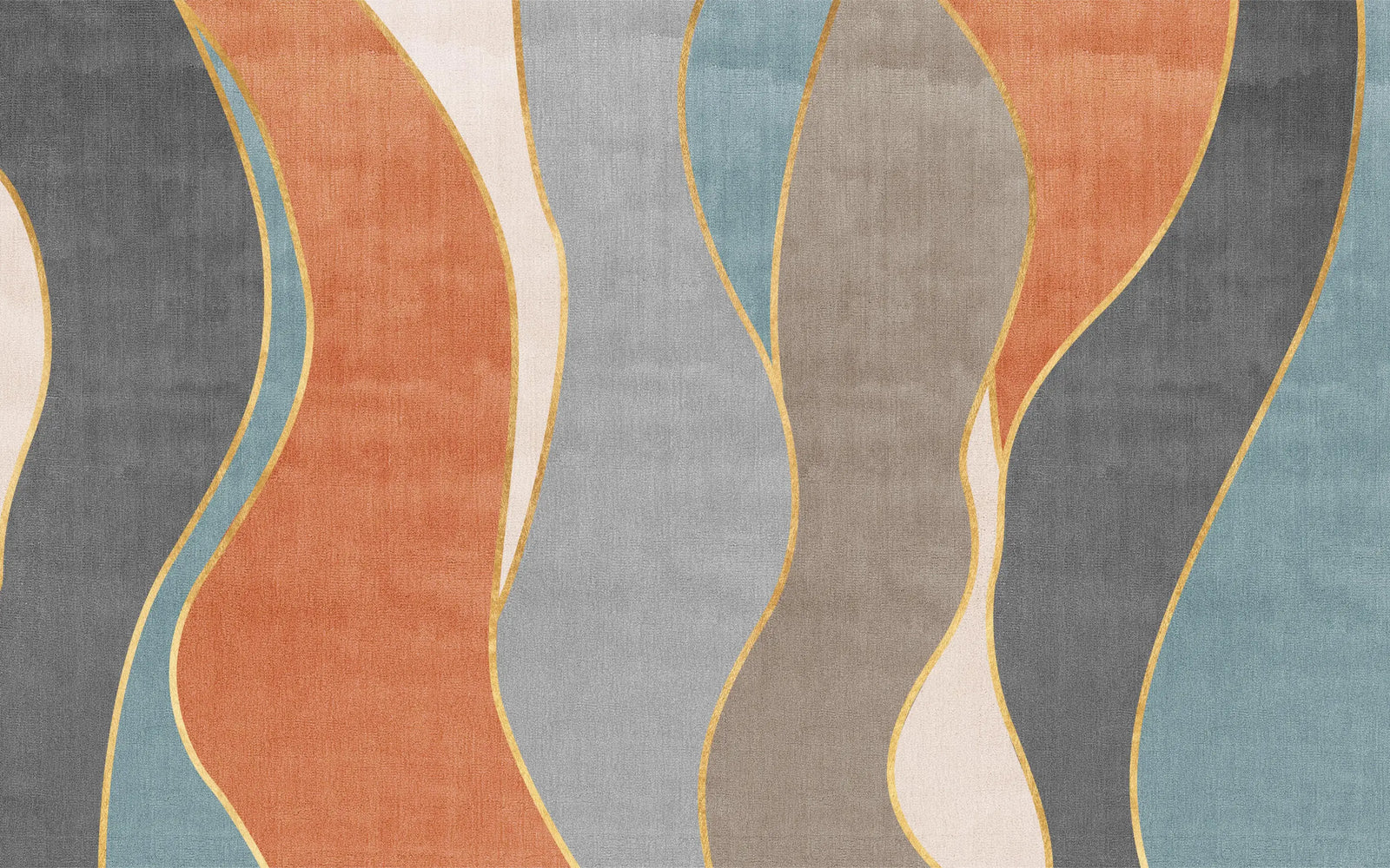 Papier Peint Art & Déco – Vagues Colorées et Dorées