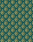 Art Deco Wallpaper – Golden Foliage Patterns on Emerald Green