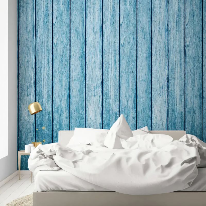 Wood Wallpaper - Vintage Blue Slats